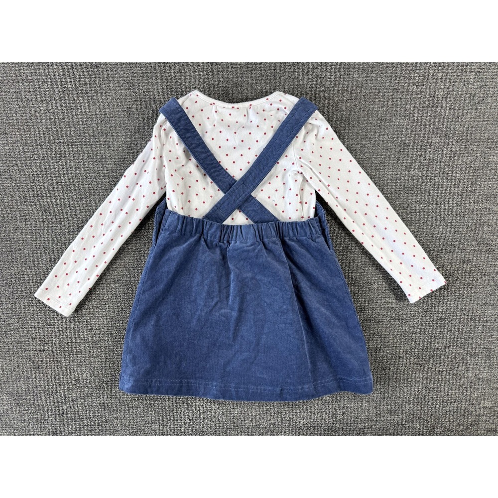 Vintage Sesame Street Dress Girls 3T Blue Elmo Corduroy Jumper Polka Dot Shirt - Picture 2 of 7